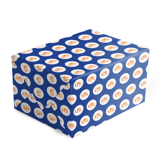 Dark Blue and Orange Monogram Gift Wrap