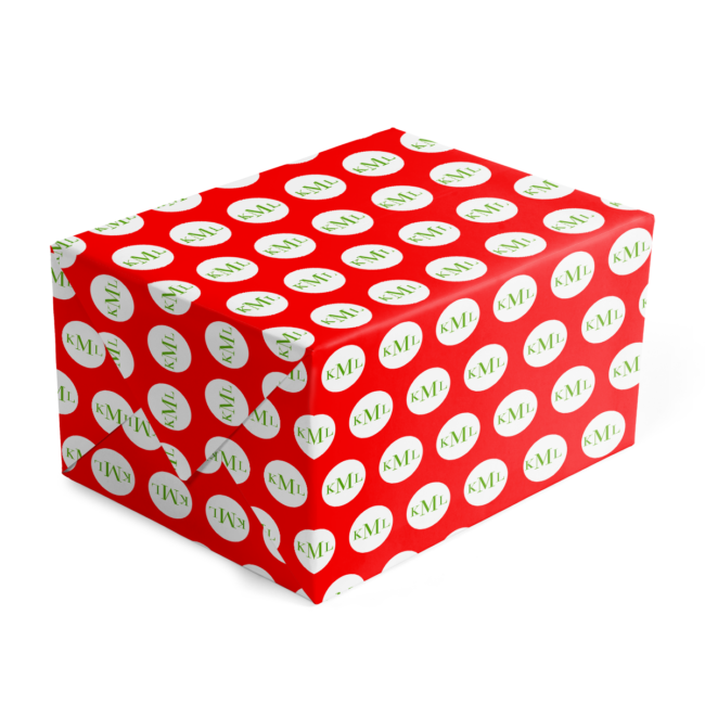 Red and Green Monogram Gift Wrap
