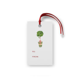 Holiday Topiary Glittered Gift Tag printed on White paper.