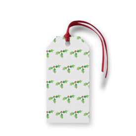 Holly Motif Gift Tag printed on White paper.