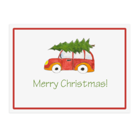 Holiday Car with Tree Placemat printed on White paper.