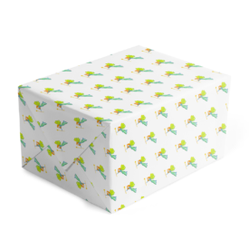 Classic gift wrap with a fairy image printed on white paper.
