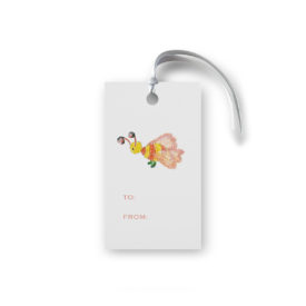 bee glittered gift tag printed on White paper.