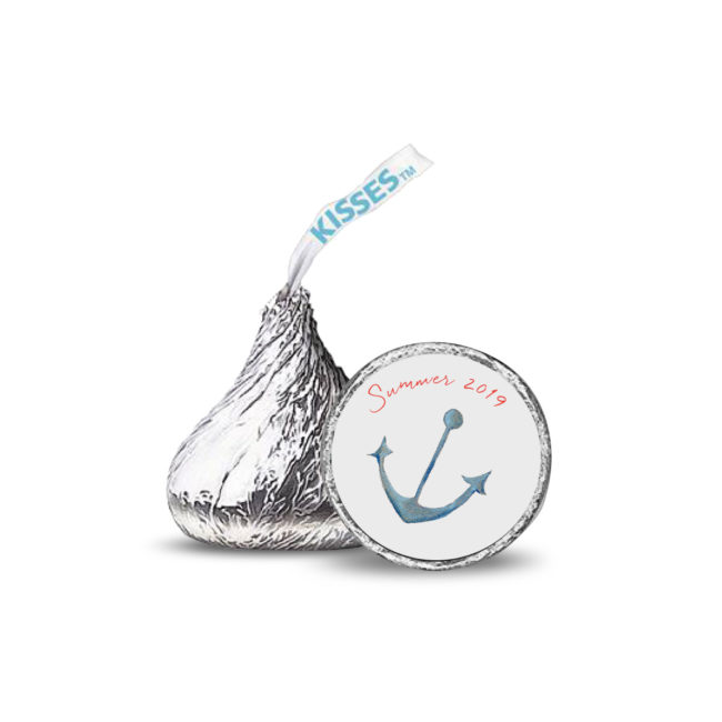 Anchor Candy Sticker that fits on the bottom of a Hershey's kiss.