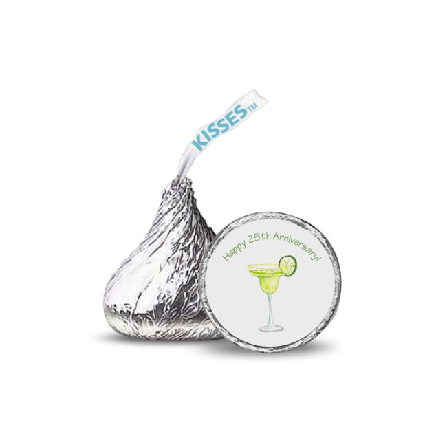 margarita image adorns a candy sticker that fits on the bottom of a Hershey's kiss.