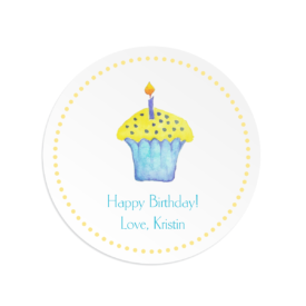 Cupcake image adorns a Round Gift Sticker