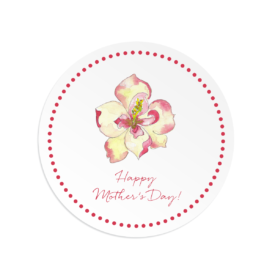 magnolia image adorns a round gift sticker