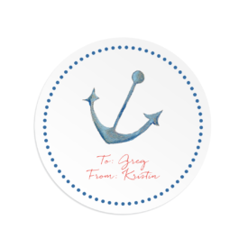 anchor image on a round gift sticker