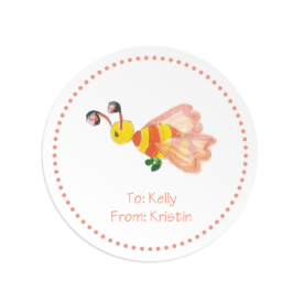 bee image on a round gift sticker