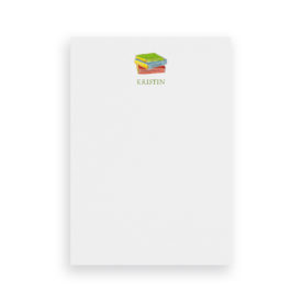Books image adorns Classic Notepads printed on White paper.