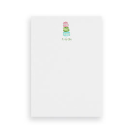 macarons classic notepad printed on White paper.