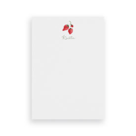 strawberries classic notepad printed on White paper.
