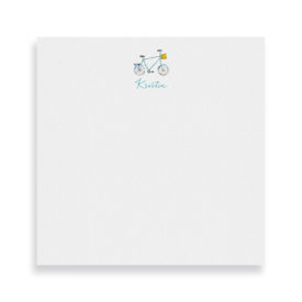 Bicycle image adorns a Square Notepad printed on White paper.