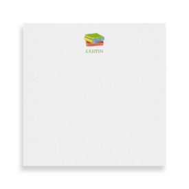 Books image adorns a Square Notepad printed on white paper.
