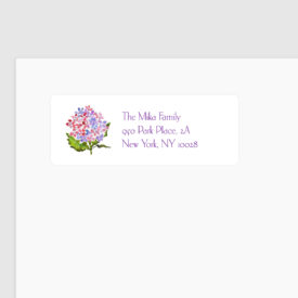 hydrangea image adorns a return address label