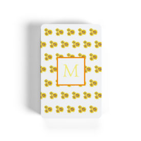 sunflowers motif image adorns playing cards