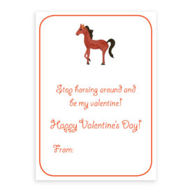 Horse Valentine card printed on white paper