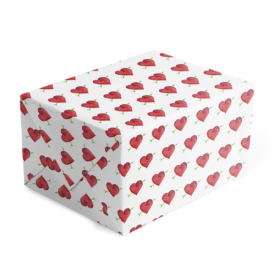 Custom Gift Wrap with Heart and Arrow image printed on white paper.