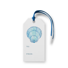 Blue Shell image adorns a Classic Gift Tag printed on White paper.
