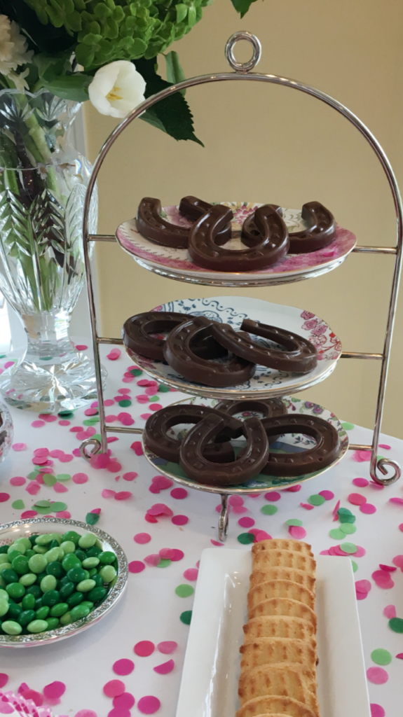Kentucky Derby Dessert Table with chocolate candy.